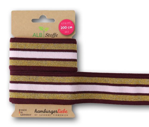 Bio Stripe Me - GLAM Col. 34 - bordeaux/senf Gold Glitzer - Bliss - Hamburger Liebe